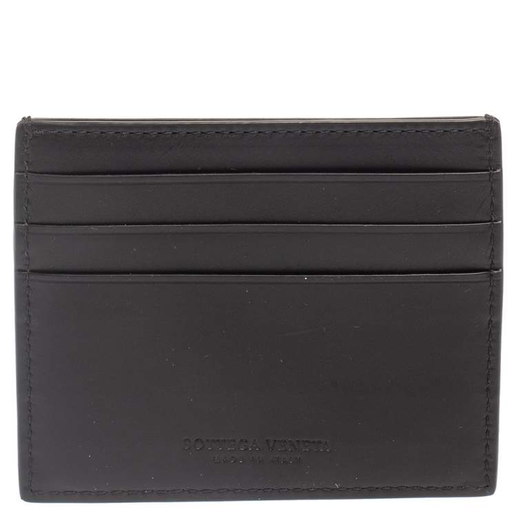 Pre Owned Bottega Veneta Black/Blue Laser Cut Leather Card Holder