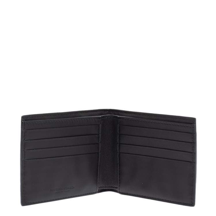 Pre Owned Bottega Venetta Black Maxi Intrecciato Leather Bifold Wallet