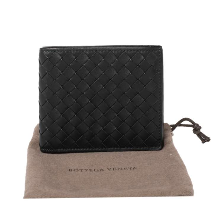 Pre Owned Bottega Veneta Black Intrecciato Leather Bifold Wallet