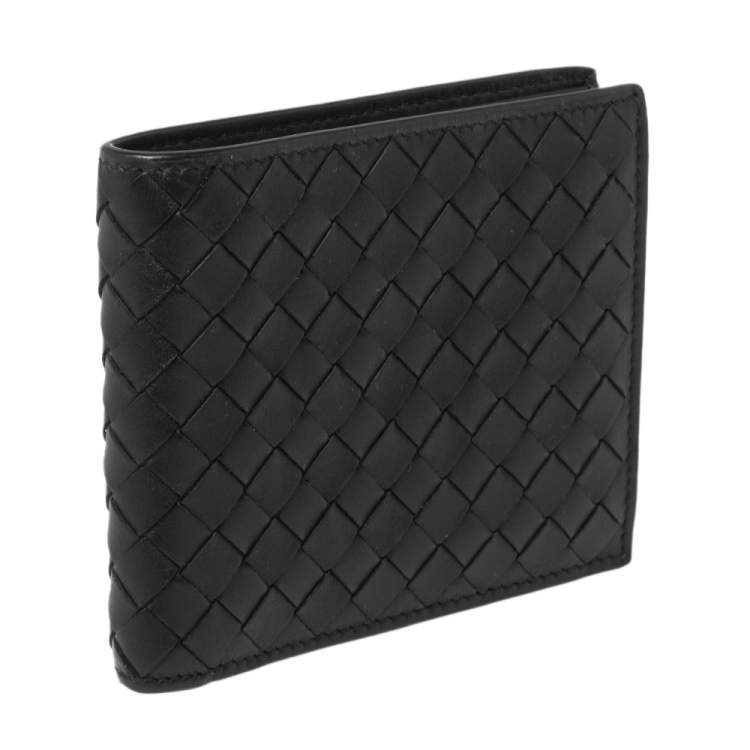 Pre Owned Bottega Veneta Black Intrecciato Leather Bifold Wallet