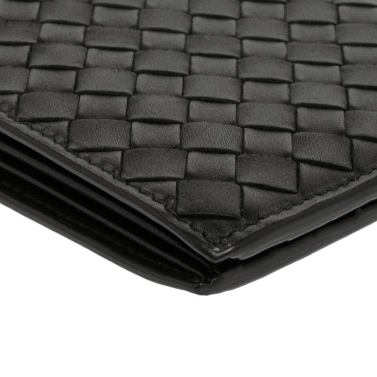 Pre Owned Bottega Veneta Black Intrecciato Leather Bifold Wallet