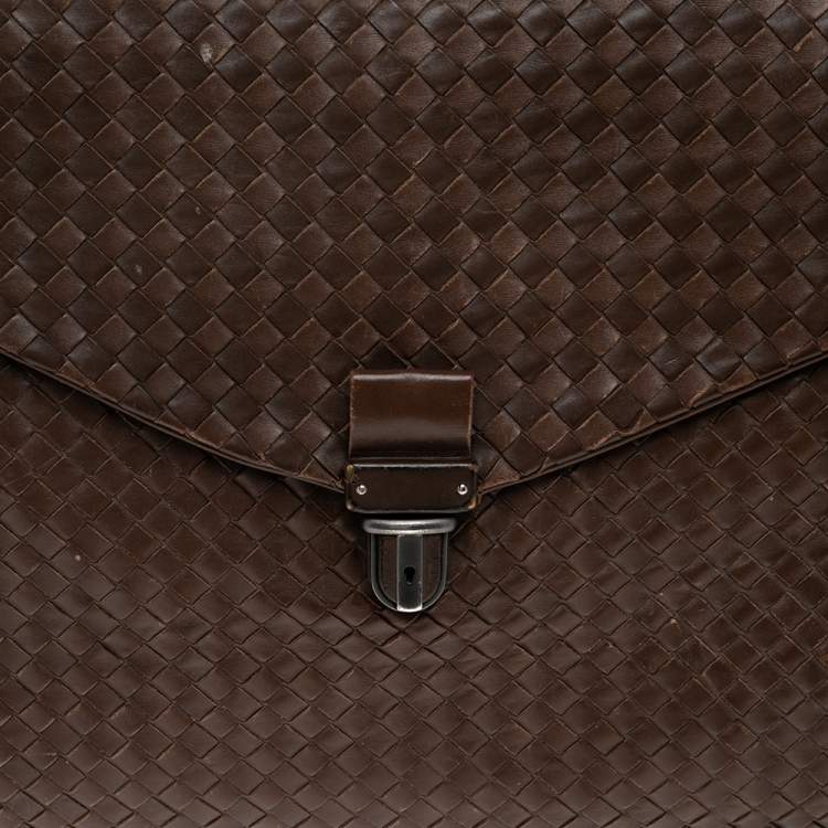 Pre Owned Bottega Veneta Brown Intrecciato Leather Briefcase