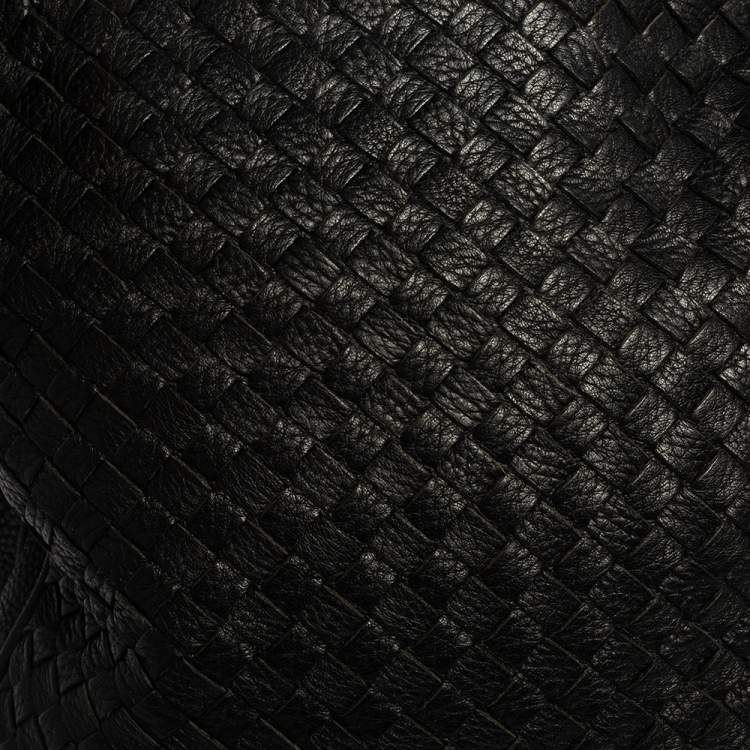 Pre Owned Bottega Veneta Black Intrecciato Leather Duffle Bag