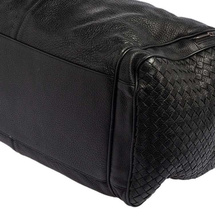 Pre Owned Bottega Veneta Black Intrecciato Leather Duffle Bag