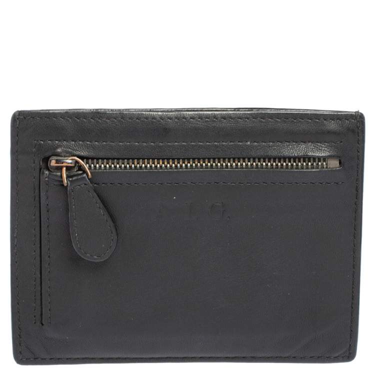 Pre Owned Bottega Veneta Black Intrecciato Leather Card Holder