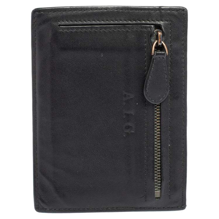 Pre Owned Bottega Veneta Black Intrecciato Leather Card Holder