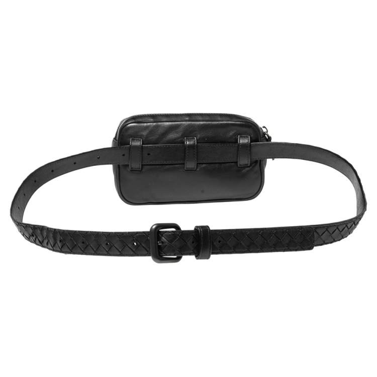 Pre Owned Bottega Veneta Black Leather Belt Bag