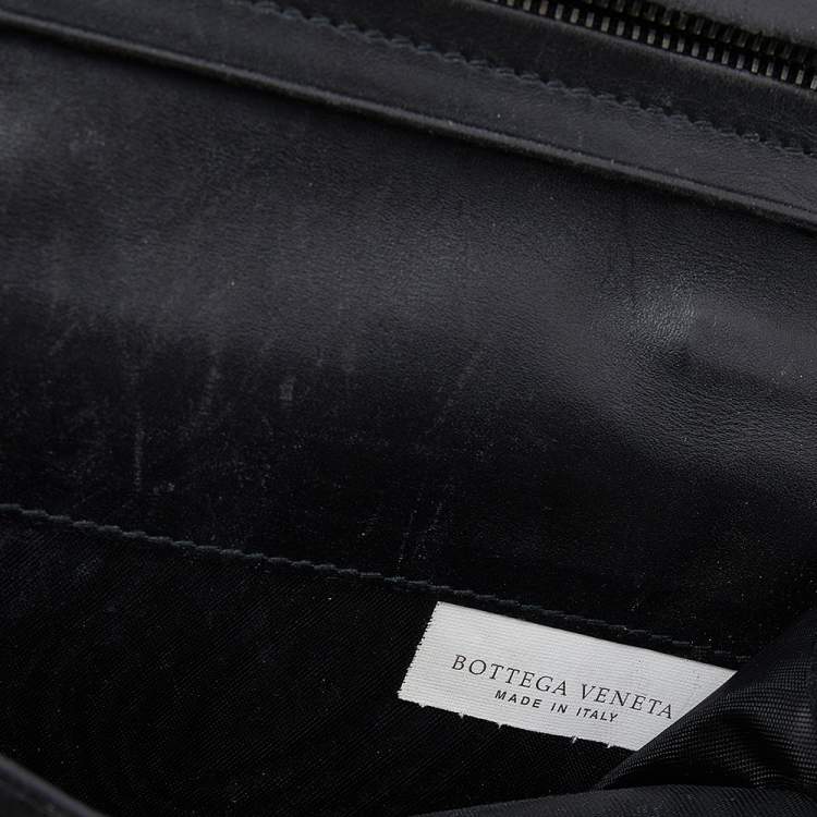 Pre Owned Bottega Veneta Black Intrecciato Leather Zip Around Wallet