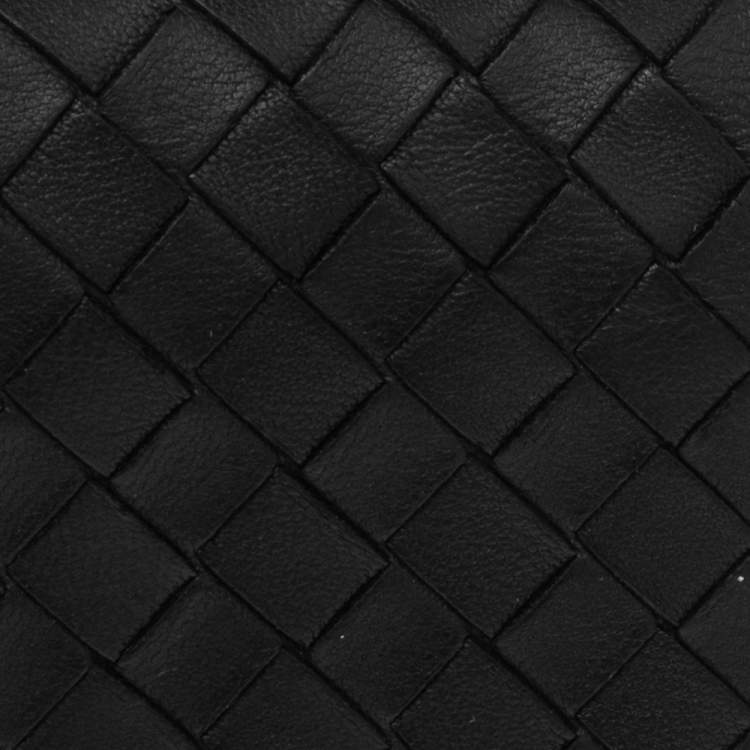 Pre Owned Bottega Veneta Black Intrecciato Leather Trifold Wallet