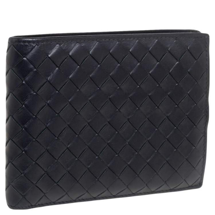 Pre Owned Bottega Veneta Black Intrecciato Leather Bifold Wallet