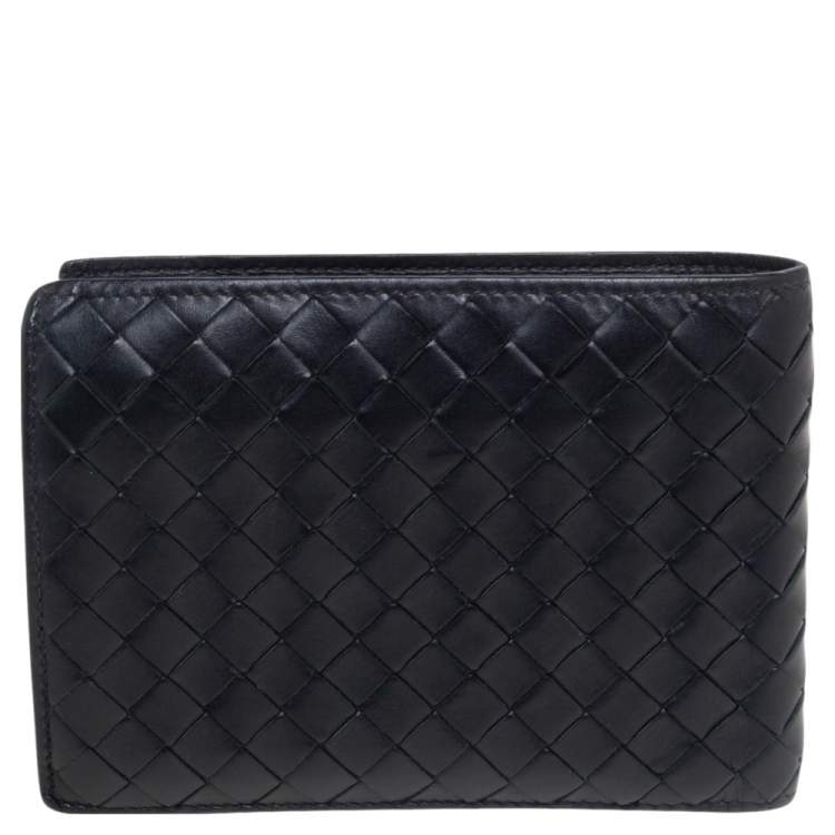 Pre Owned Bottega Veneta Black Intrecciato Leather Bifold Wallet