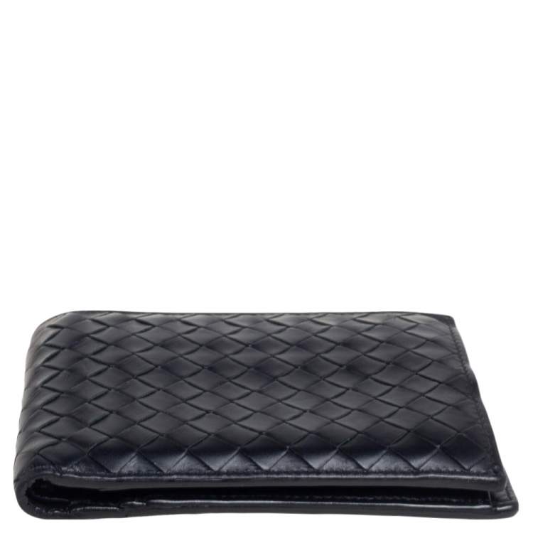 Pre Owned Bottega Veneta Black Intrecciato Leather Bifold Wallet