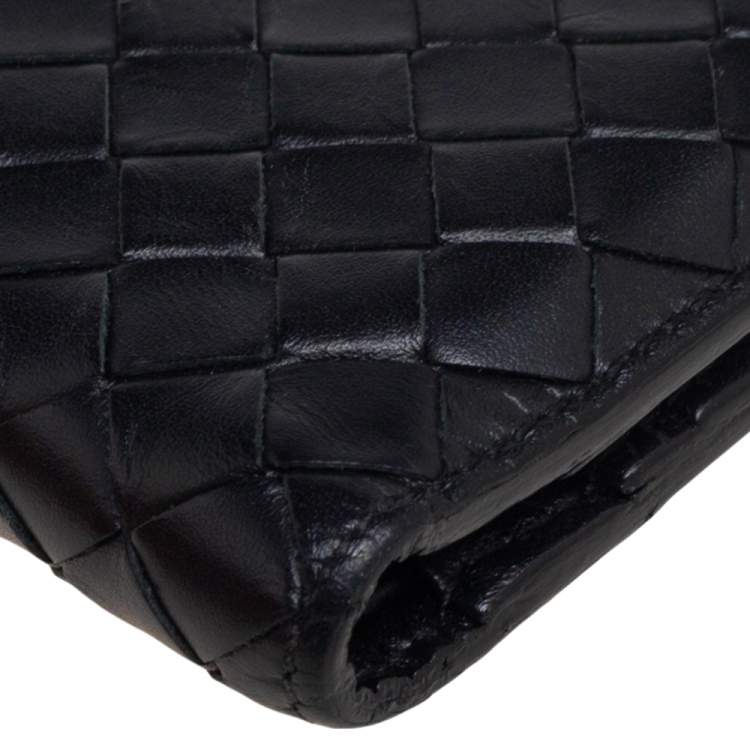 Pre Owned Bottega Veneta Black Intrecciato Leather Bifold Wallet