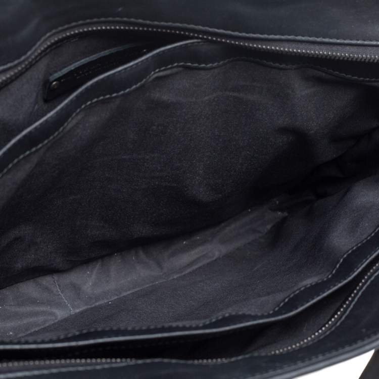 Pre Owned Bottega Veneta Black Intrecciato Leather Laptop Briefcase 