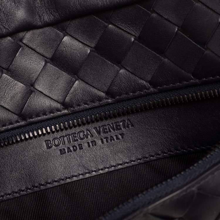 Pre Owned Bottega Veneta Black Intrecciato Leather Belt Bag 