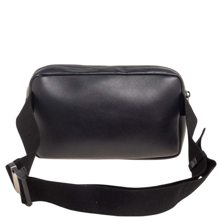 Pre Owned Bottega Veneta Black Intrecciato Leather Belt Bag 