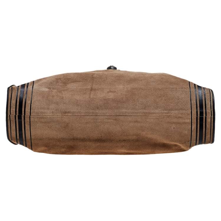 Pre Owned Bottega Veneta Brown/Black Suede and Leather Briefcase 
