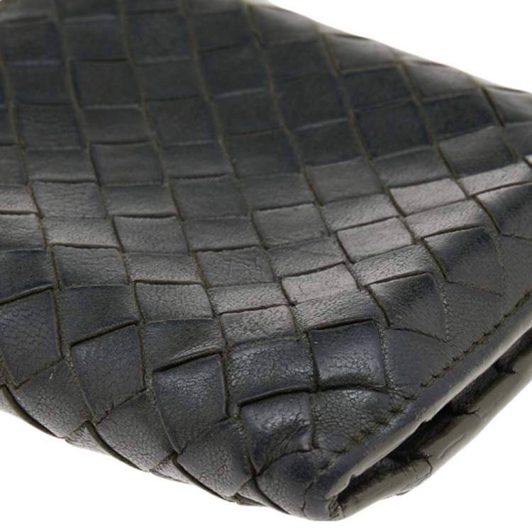 Pre Owned Bottega Veneta Olive Green  Intrecciato Leather Bi-Fold Wallet