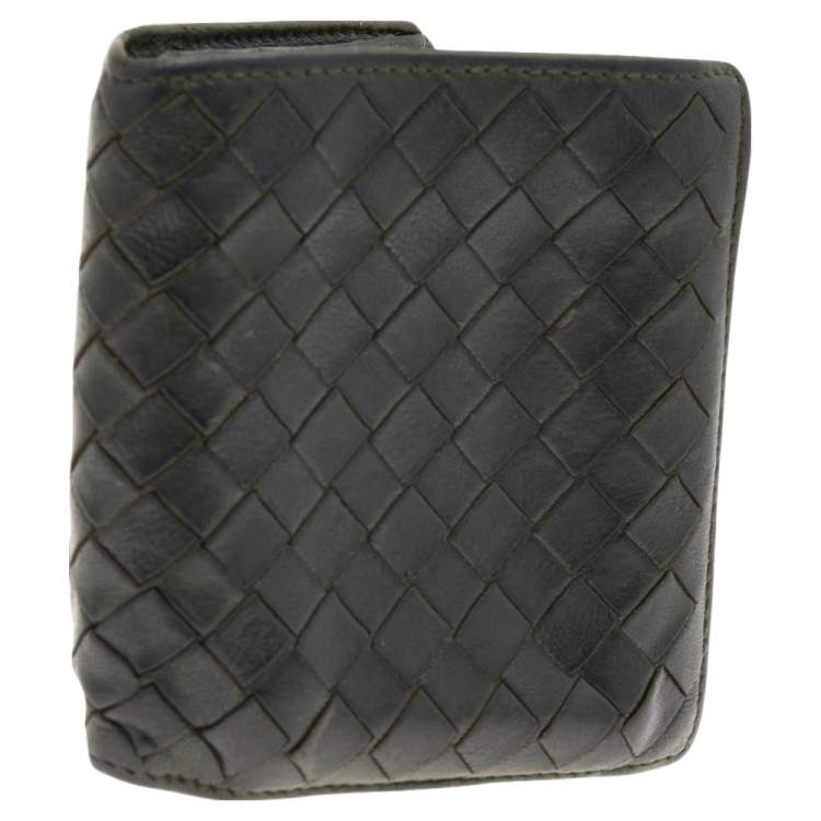Pre Owned Bottega Veneta Olive Green  Intrecciato Leather Bi-Fold Wallet