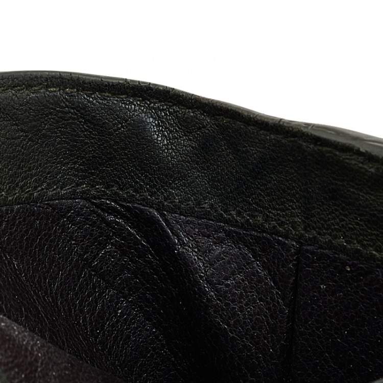 Pre Owned Bottega Veneta Olive Green  Intrecciato Leather Bi-Fold Wallet