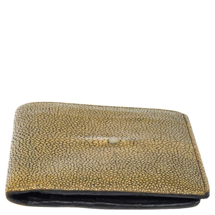 Pre Owned Bottega Veneta Yellow Stingray Bifold Wallet
