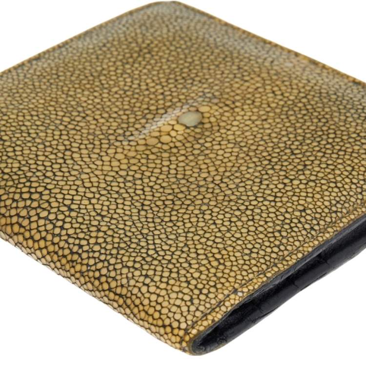 Pre Owned Bottega Veneta Yellow Stingray Bifold Wallet