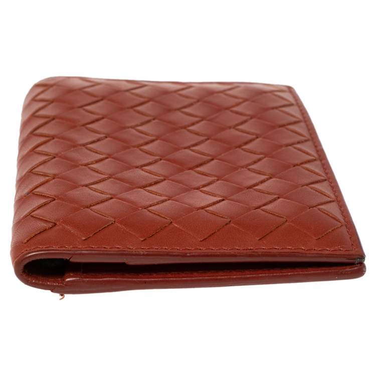 Pre Owned Bottega Veneta Brown Intrecciato Leather Card Holder