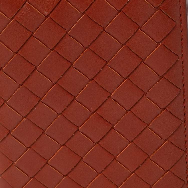 Pre Owned Bottega Veneta Brown Intrecciato Leather Card Holder