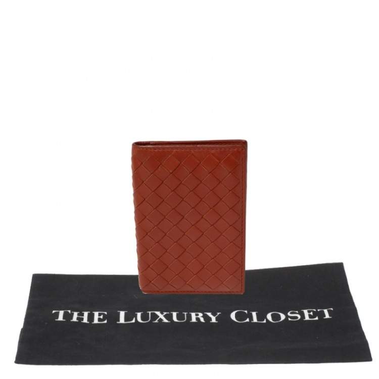Pre Owned Bottega Veneta Brown Intrecciato Leather Card Holder