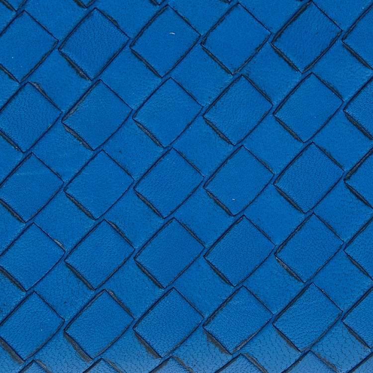 Pre Owned Bottega Veneta Blue Intrecciato Leather Bifold Wallet