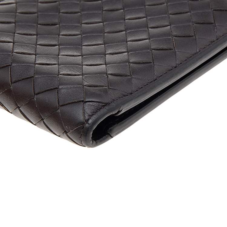 Pre Owned Bottega Veneta Brown Intrecciato Leather Bifold Wallet