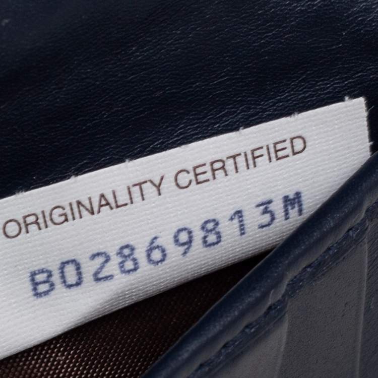 Pre Owned Bottega Veneta Navy Blue Intrecciato Leather Card Holder