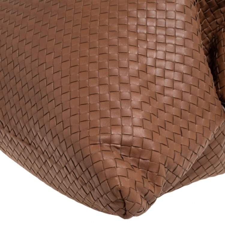 Pre Owned Bottega Veneta Brown Intrecciato Leather Weekender Bag