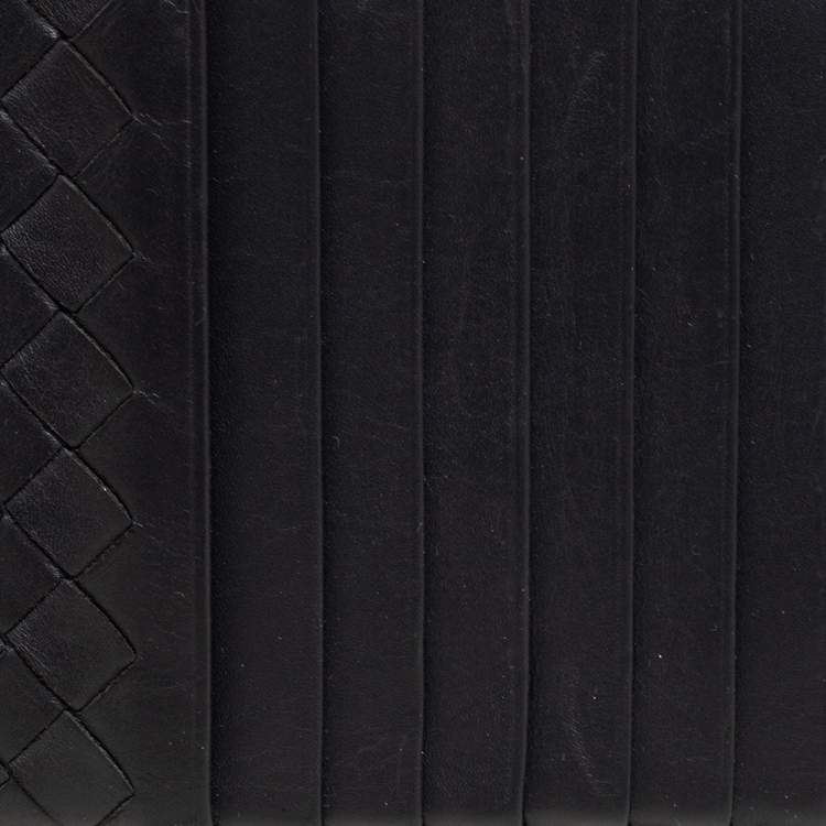 Pre Owned Bottega Veneta Dark Grey Intrecciato Leather Card Holder 8CC