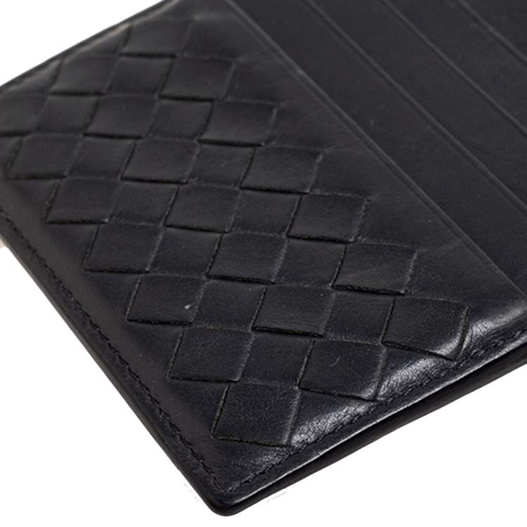 Pre Owned Bottega Veneta Dark Grey Intrecciato Leather Card Holder 8CC