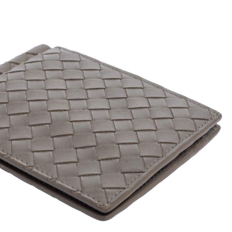 Pre Owned Bottega Veneta Grey Intrecciato Leather Bill Clip Wallet