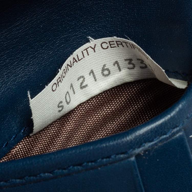 Pre Owned Bottega Veneta Blue Intrecciato Leather Bifold Compact Wallet