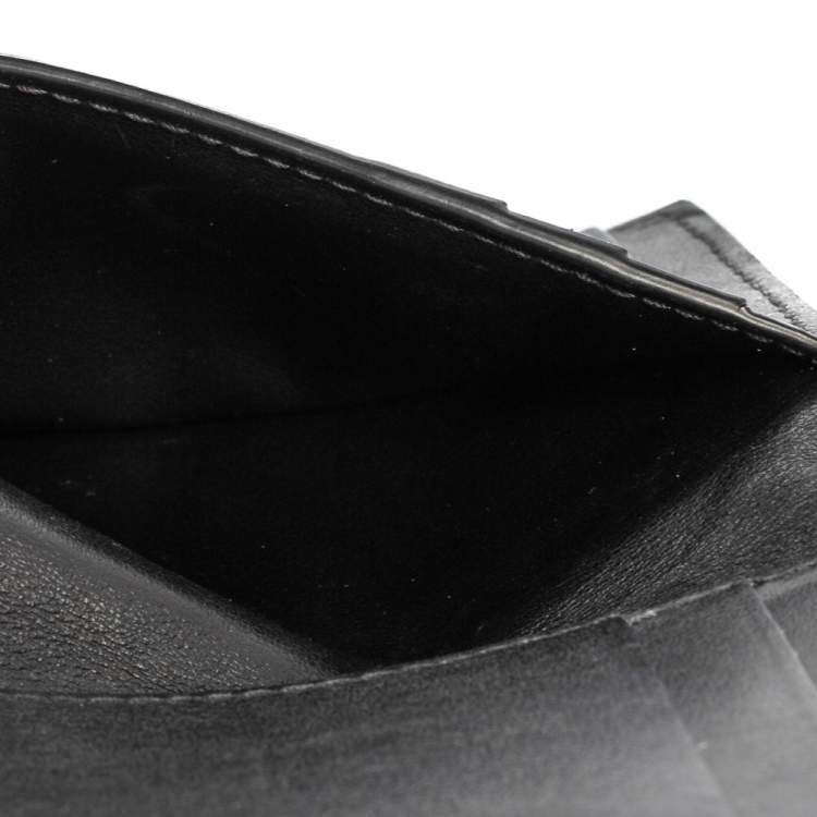 Pre Owned Bottega Veneta Black Intrecciato Leather Bifold Card Case