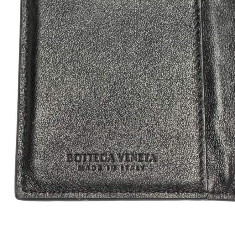 Pre Owned Bottega Veneta Black Intrecciato Leather Bifold Card Case