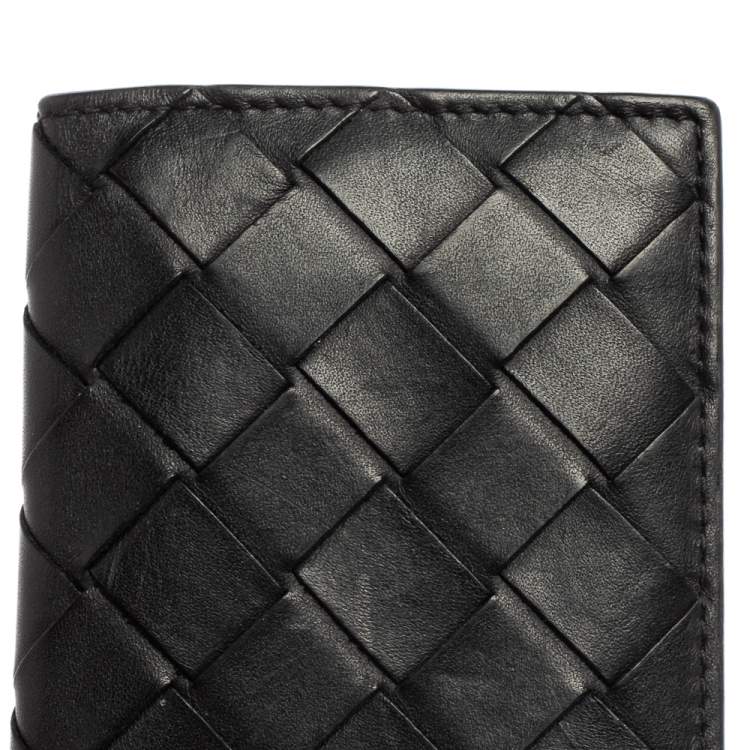 Pre Owned Bottega Veneta Black Intrecciato Leather Bifold Card Case