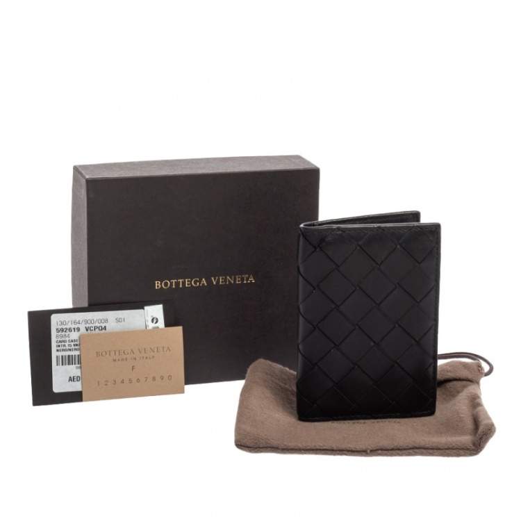Pre Owned Bottega Veneta Black Intrecciato Leather Bifold Card Case