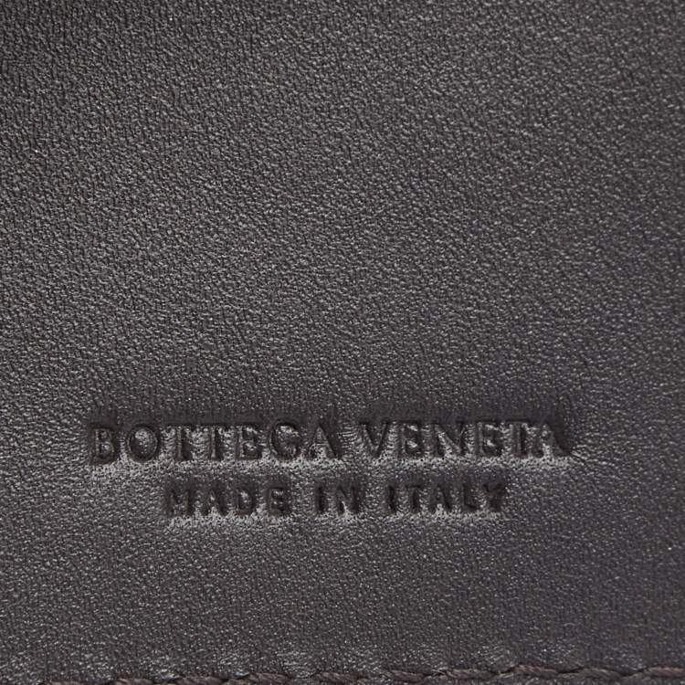 Pre Owned Bottega Veneta Dark Brown Intrecciato Leather Bifold Wallet