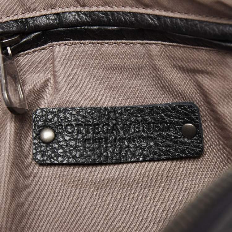 Pre Owned Bottega Veneta Black Intrecciato Leather Wristlet Pouch