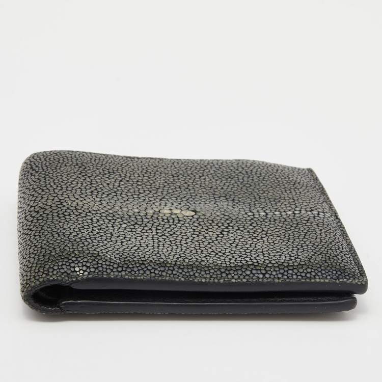 Pre Owned Bottega Veneta Grey Stingray Bifold Wallet