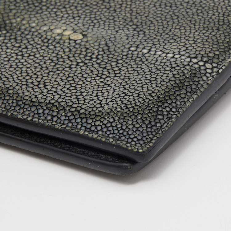 Pre Owned Bottega Veneta Grey Stingray Bifold Wallet