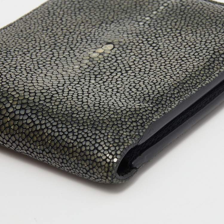Pre Owned Bottega Veneta Grey Stingray Bifold Wallet