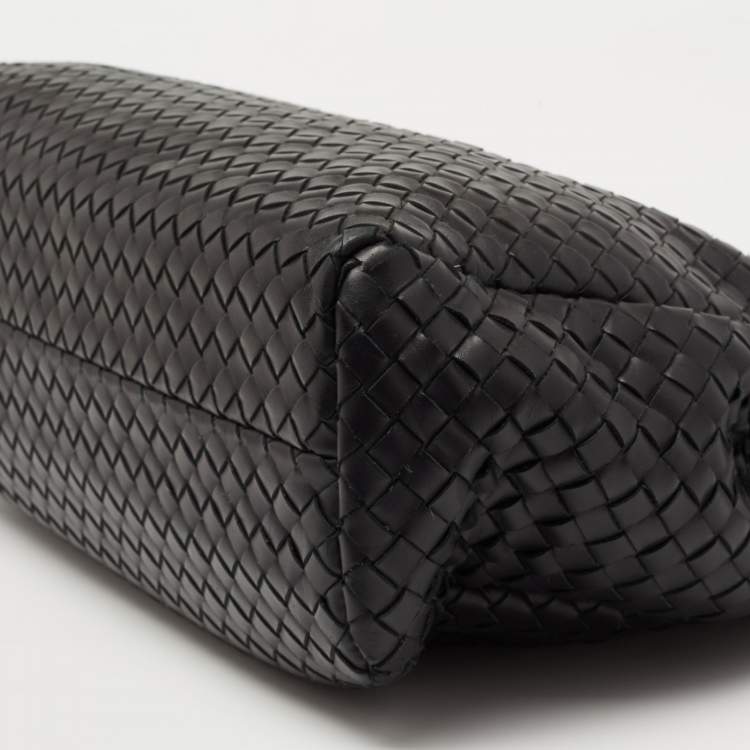 Pre Owned Bottega Veneta Black Intrecciato Leather Envelope Flap Briefcase