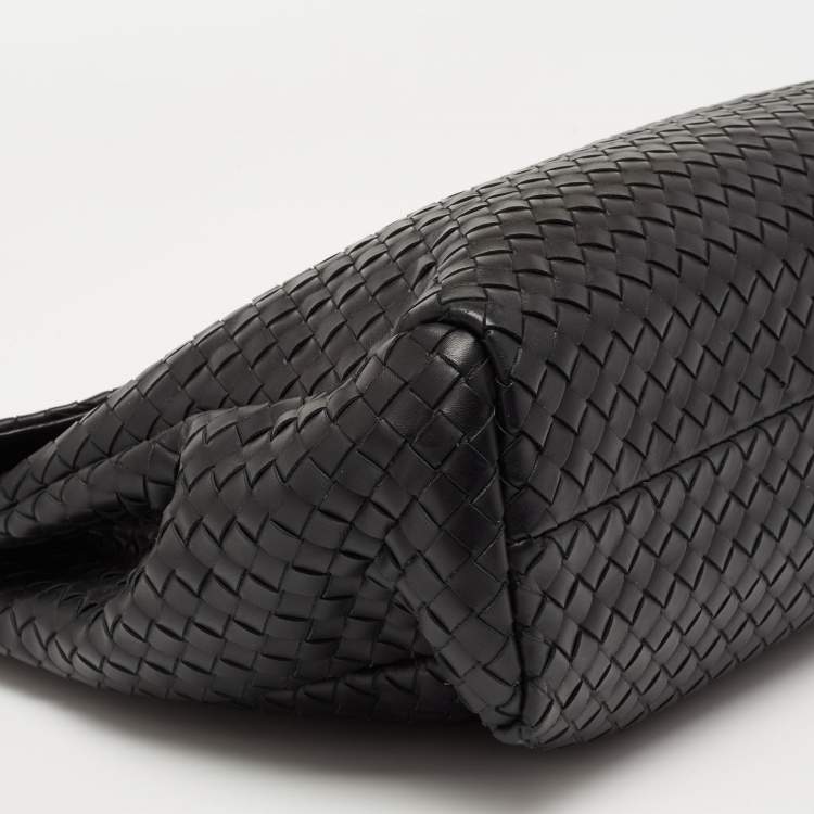 Pre Owned Bottega Veneta Black Intrecciato Leather Envelope Flap Briefcase