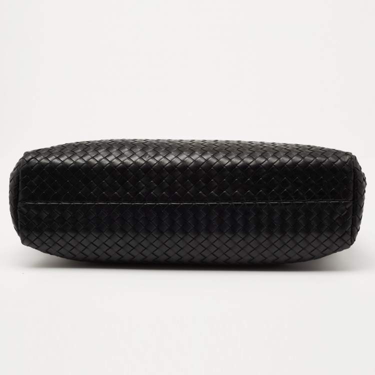 Pre Owned Bottega Veneta Black Intrecciato Leather Envelope Flap Briefcase