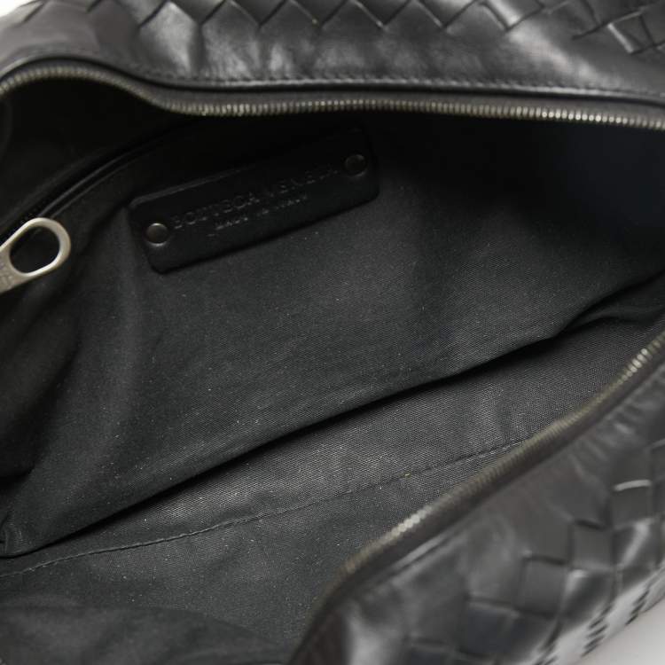Pre Owned Bottega Veneta Black Intrecciato Leather Wash Pouch Bag